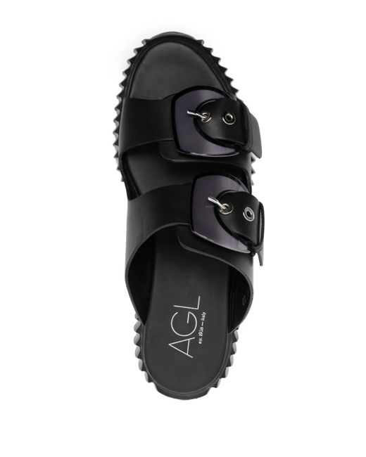 Agl Attilio Giusti Leombruni Black Agatha Double-Buckle Slippers