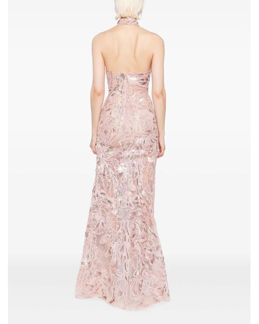 Saiid Kobeisy Pink Embroidered Maxi Dress