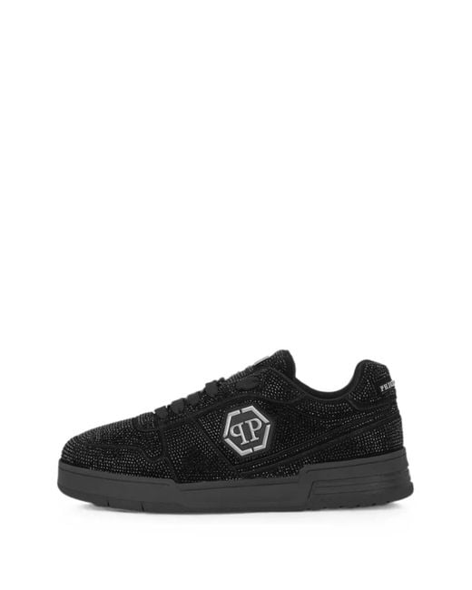 Philipp Plein Black Low-Top Sneakers P-Force 78 Strass