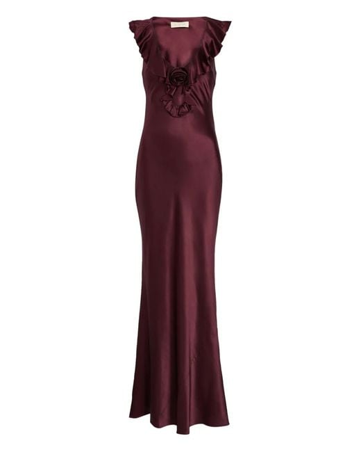 De La Vali Purple Nema Ruffled Maxi Dress