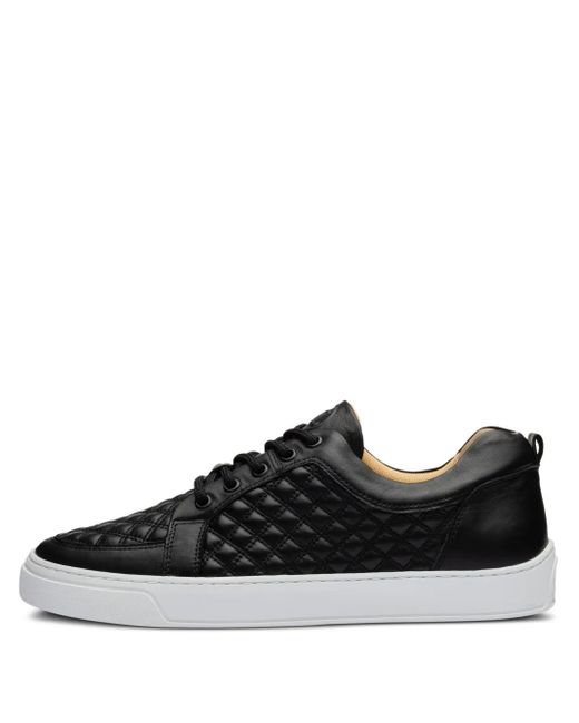 Leandro Lopes Black Ezio Quilted-Pattern Leather Sneakers