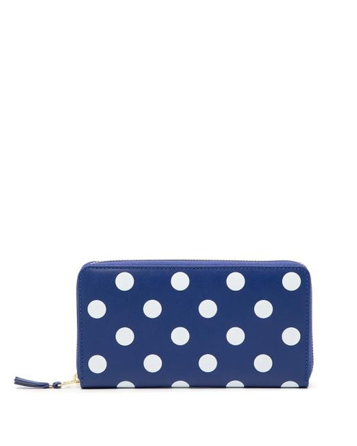 Comme des Garçons Blue Polka Dot-Print Zip-Around Wallet