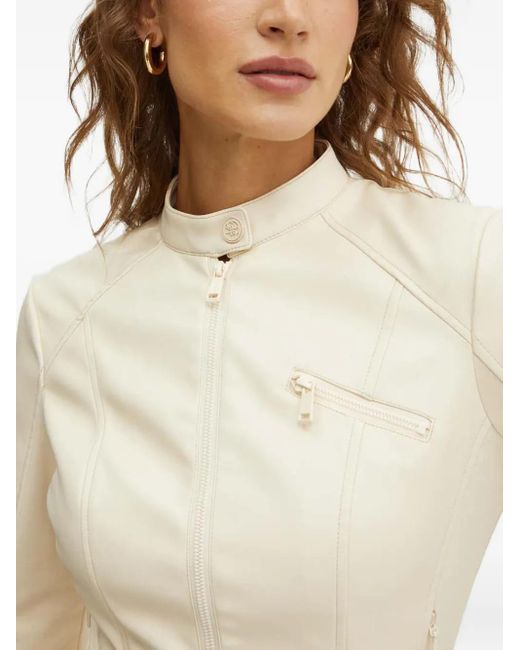 Guess White Zip-Up Chest-Pocket Jacket