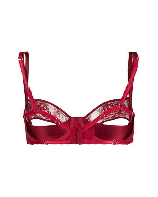 Loveday London Synthetic Le Rouge Quarter Cup Bra in Red - Lyst
