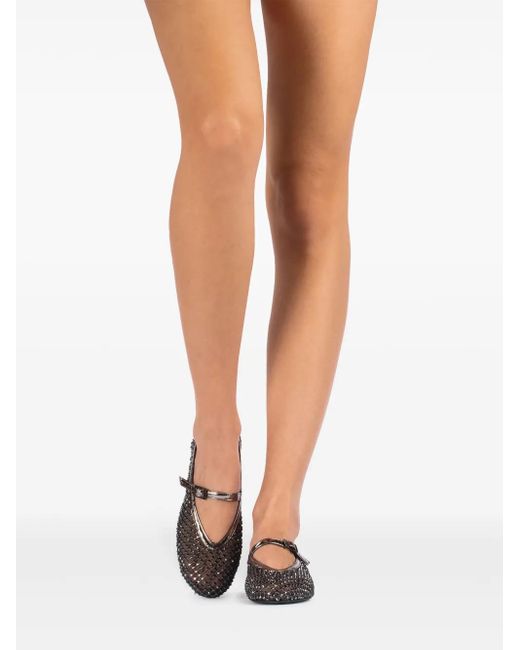 Le Silla Gray Gilda Crystal-Embellished Ballerina Shoes