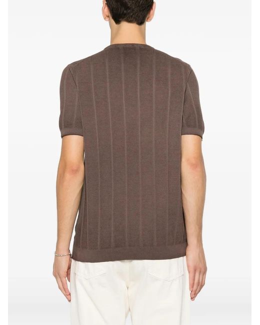 Jeordie's Brown Vertical-Stripe Sweater for men