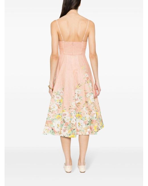 Zimmermann Pink Kleid in A-Linie mit Blumen-Print