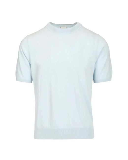 Paul Smith Blue Round-Neck Striped-Detail T-Shirt for men