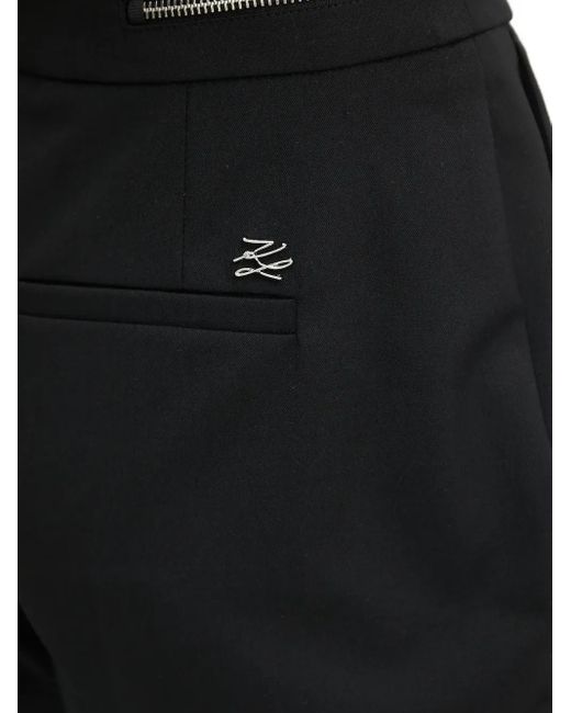 Karl Lagerfeld Black Zip-Detail Pleated Trousers