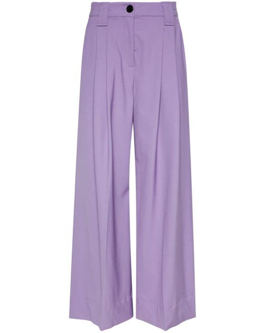 Pantalon ample à design plissé Ganni en coloris Purple