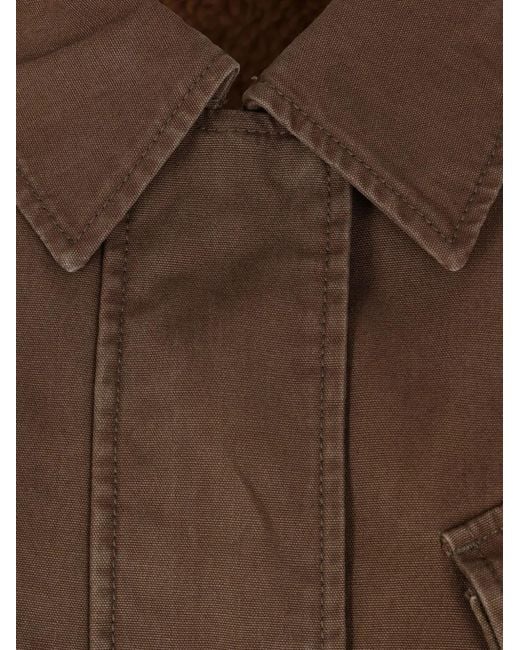 Aspesi Brown Pocketed Collared Military Jacket