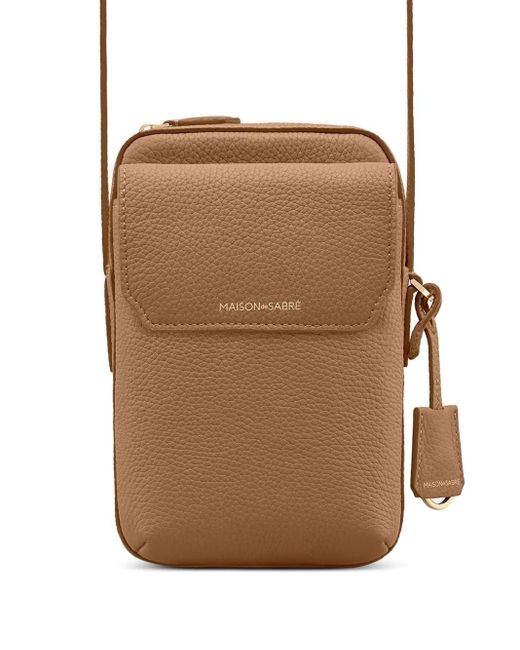 Maison De Sabre Brown Leather Zip Phone Pouch