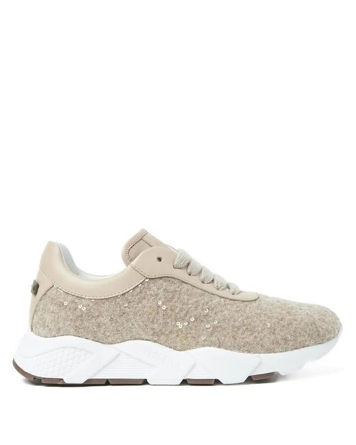 Peserico White Sequin-Embellished Leather Sneakers