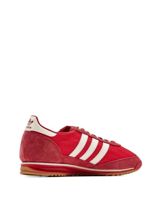 Adidas Red Three-Stripes Leather Low-Top Sneakers for men