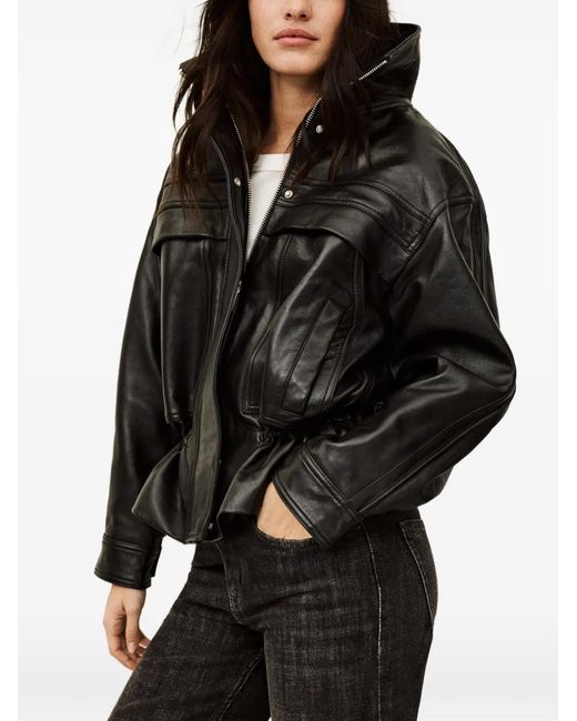 Ba&sh Black Kassia Peplum Leather Jacket