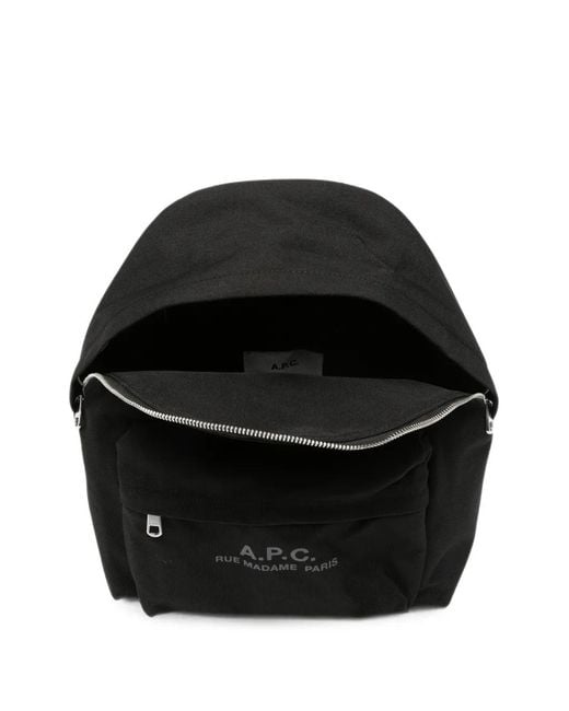 A.P.C. Black Logo-Print Backpack for men