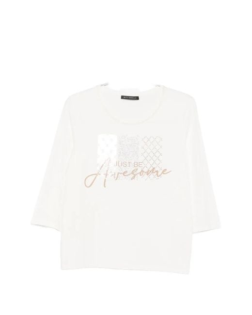 Betty Barclay White Graphic-Print Three-Quarter Sleeve T-Shirt