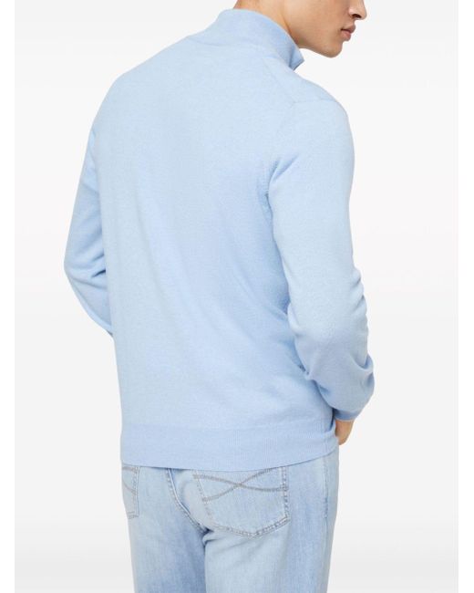 Brunello Cucinelli Blue Half-zip Cashmere Cardigan - Men's - Cashmere for men