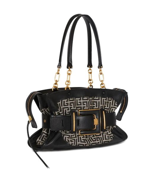 Balmain Black Anthem Monogram Jacquard Tote Bag