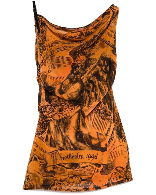 Acne Orange Chic Mini Dress With Asymmetric Design