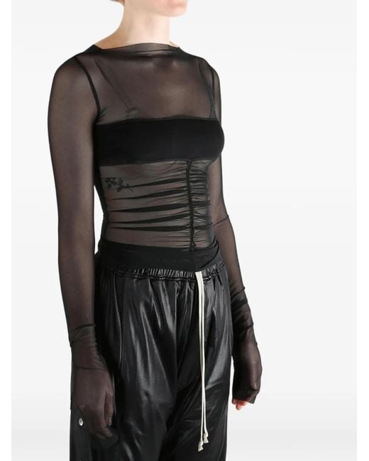 Rick Owens Black Temple Long-Sleeved Bandeau Top