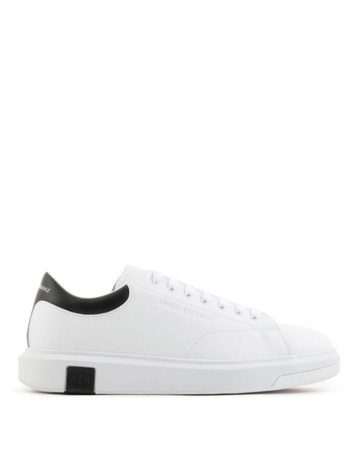 Armani Exchange White Action Leather Sneakers for men