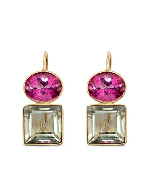 Lizzie Fortunato Pink 14Kt Duo Gelbgoldohrringe Mit Topas Und Amethyst