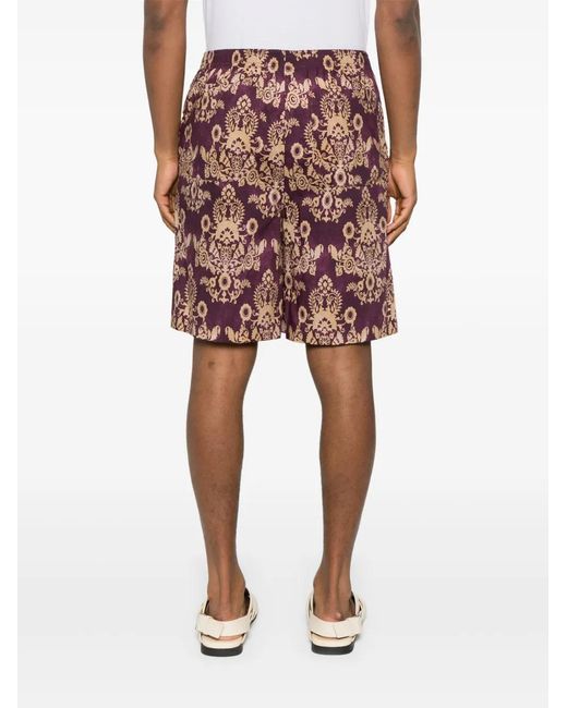 Amaranto Red Cotton Bermuda Shorts for men