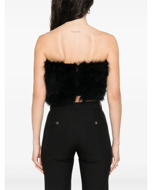 GIUSEPPE DI MORABITO Black Turkey-Feather Bandeau-Top