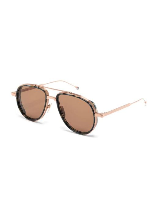 Thom Browne Natural Pilot-Frame Sunglasses