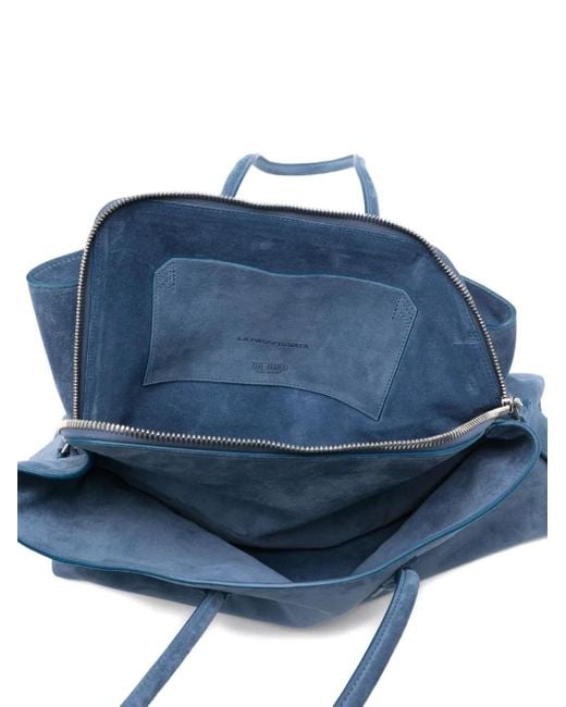 The Attico Blue La Passeggiata Medium Suede Tote Bag
