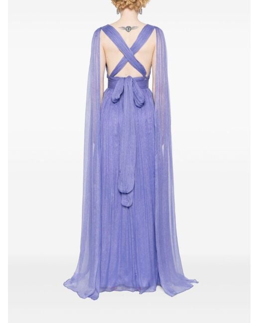 Nissa Purple Cape-design Silk Dress