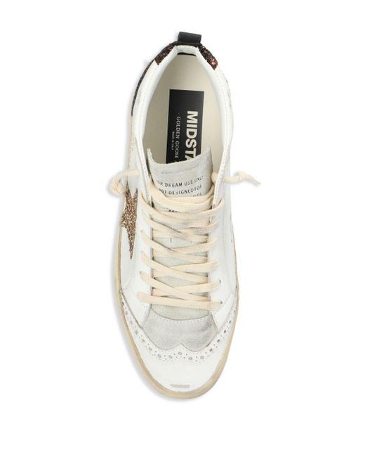 Golden Goose Deluxe Brand White Mid Star Sneakers mit Glitter-Detail