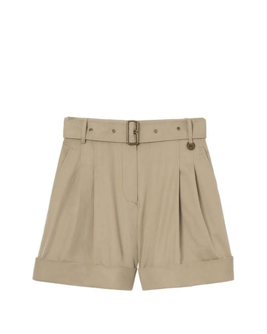 Burberry Natural Belted Tropical Gabardine Shorts