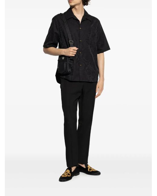 Versace Black Shirt With 'Barocco' Pattern for men