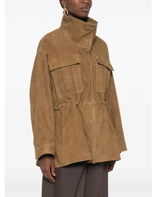 Rohe Natural Drawstring-Waist Suede Jacket