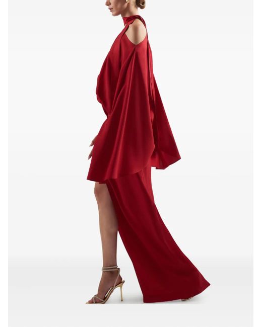Taller Marmo Red Brooks Cape-Slit Maxi Dress