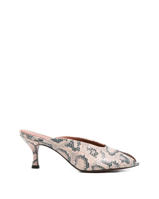 Lola Cruz White Snakeskin-Pattern Sandals