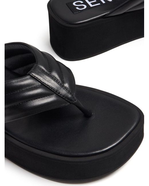 Senso Black Reese Platform Leather Flip-flops