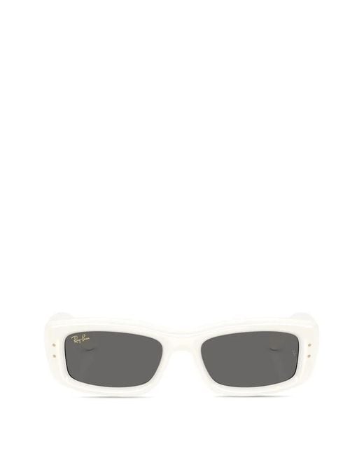 Ray-Ban White Kiliane Puffer Square-Frame Sunglasses