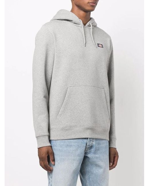Dickies Gray Logo-patch Long-sleeve Hoodie for men