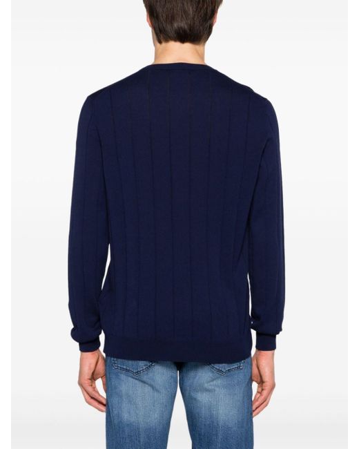Fay Blue Wide-ribbed Cotton Jumper for men