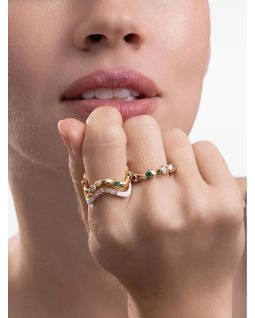Cicada Jewelry Metallic Sapphire And Ruby Bubble Ring