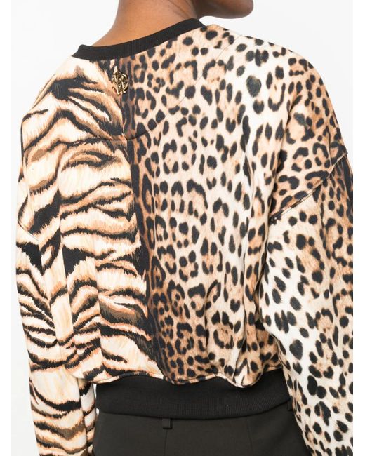 Roberto Cavalli Black Animal-Print Long-Sleeve Blouse