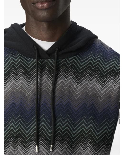 Missoni Black Chevron-Pattern Hoodie for men