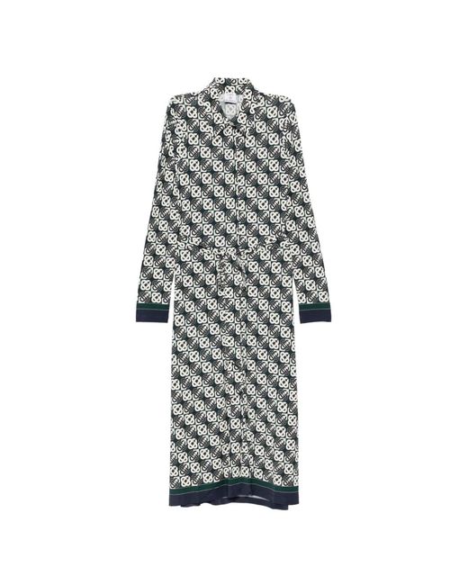 Casablanca White And Check Jersey Monogram Midi Dress