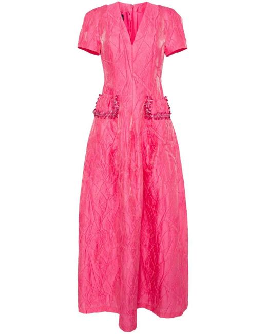 Talbot Runhof Pink Pomona Mikado-jacquard Maxi Dress