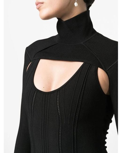 Roberto Cavalli Black Removable-Bolero Ribbed-Knit Mini Dress