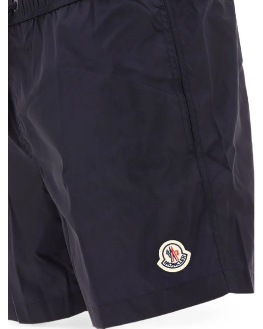 Moncler Blue Logo-Patch Swim Shorts for men