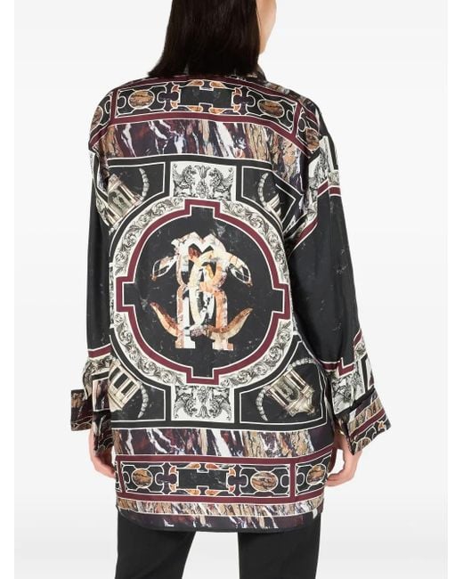 Roberto Cavalli Black Marble-Print Shirt